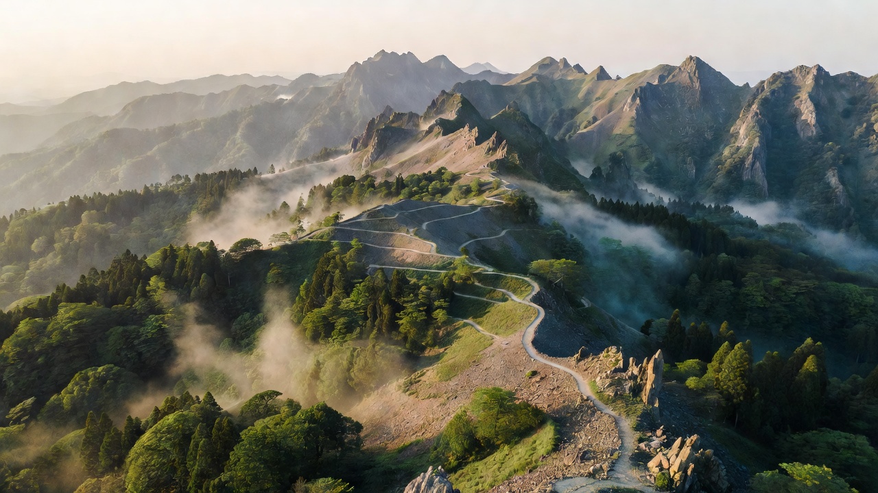 高尾山域の山並みパノラマ